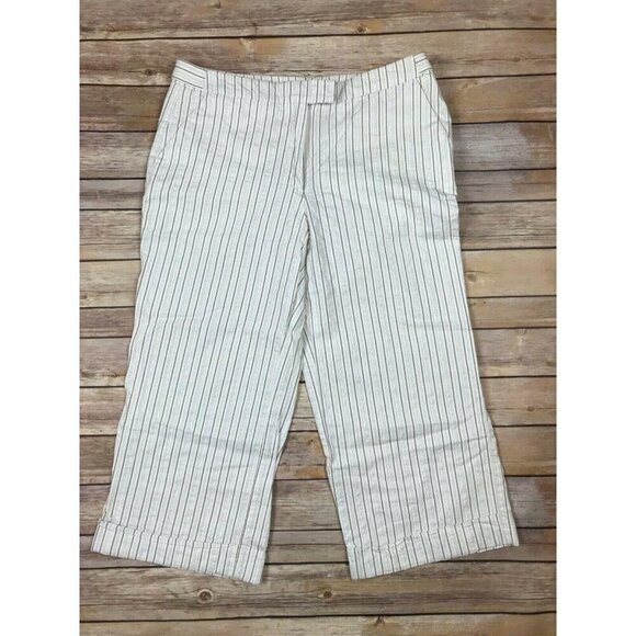 New York & Company Womens Cropped Dress Pants Size 10 Wide Leg Pinstripe - Picture 1 of 7